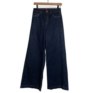 Spanx Wide Leg High Rise Jeans in Dark Wash Vintage Indigo, Women's Size Medium